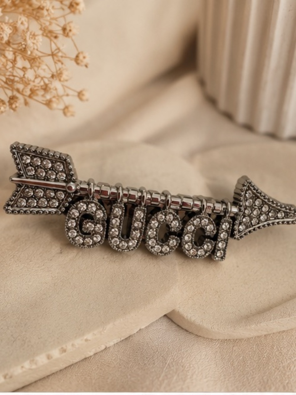 Rhinestone Arrow Letter Brooch Pin – Designer Inspired Statement Accent
